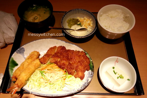 Fried Chicken With Tartar Sauce & Deep-Fried Prawns Teishoku @ Yayoiken やよい軒, Tokyo